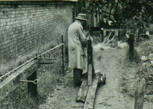 Alfred Henry Buckingham at work on the Rope-Walk c 1950.